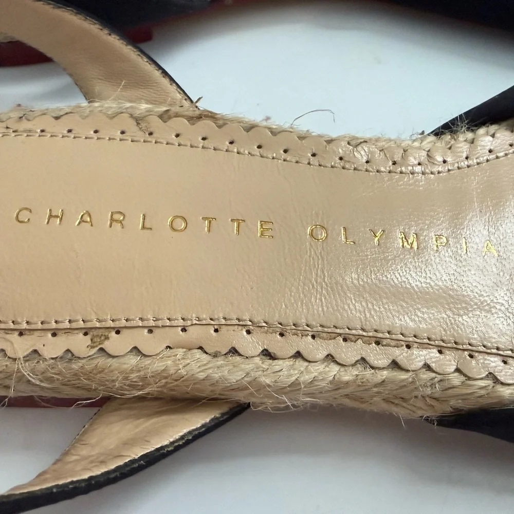Charlotte Olympia made in Italy 🇮🇹 Black Espadrille Sandals size 5